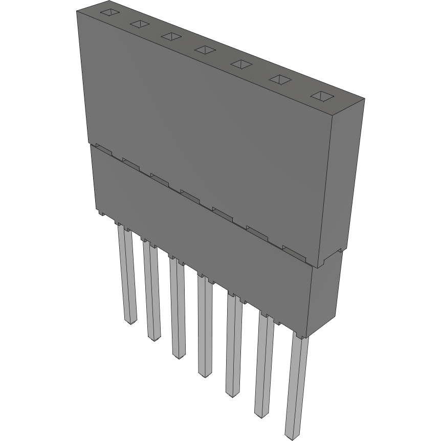 Samtec-ESQ-107-24-T-S Steckverbinderleisten und Leiterplattenbuchsen Conn Elevated Socket SKT 7 POS 2.54mm Solder ST Top Entry Thru-Hole Tube