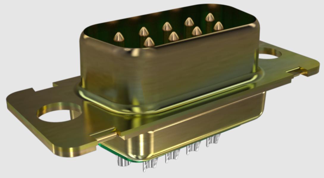 Amphenol Communications Solutions-DBM25P Steckverbinder, D-Sub High Performance D-Sub Power Board Mount Connec4tors, Input Output Connectors, machined contacts 25 Way Pin Solder bucket