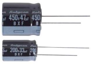 Rubycon-450BXF47M18X20 Kondensator, Aluminium Cap Aluminum Lytic 47uF 450V 20% (18 X 20mm) Radial 7.5mm 1.17A 10000h 105°C Bulk