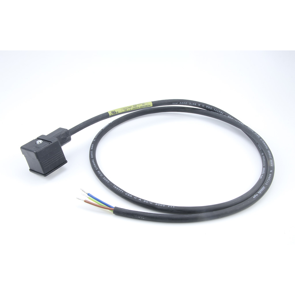 Molex-E152B3A1001P Valve Accessories mPm DIN Valve Accessory Form A 18mm 2 Pole to 1.0m PUR UL Cable Pigtail Black Integrated Gasket
