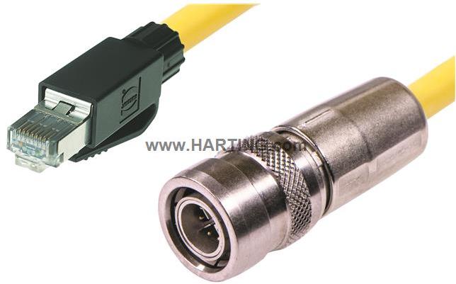 HARTING-09488223757100 Andere Kabelbaugruppen Cable Assembly Round 10m 26AWG RJ-45 to M12 Circular 8 to 8 POS M-M