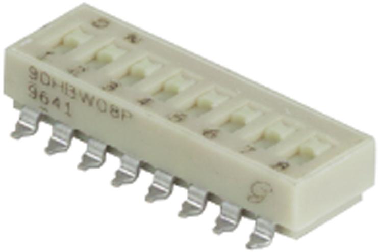 Grayhill-90HBW08PT DIP-Schalter Switch DIP ON OFF SPST 8 Recessed Slide 0.1A 30VDC Gull Wing 2000Cycles 2.54mm SMD Tube