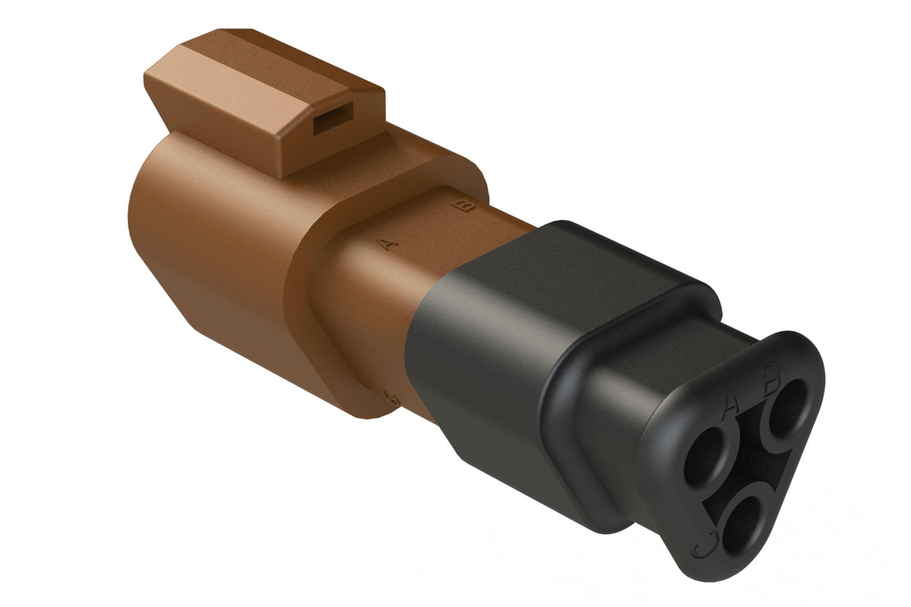 Amphenol-AT04-3P-SR01BRN Carcaza de cables discretos de conector Conn Housing RCP 3 POS Crimp ST Cable Mount Brown