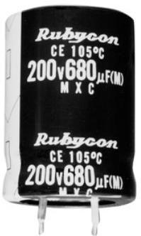 Rubycon-400MXC220MEFCSN30X30 Capacitor de aluminio Cap Aluminum Lytic 220uF 400V 20% (30 X 30mm) Snap-In 10mm 1.1A 3000h 105°C Bulk