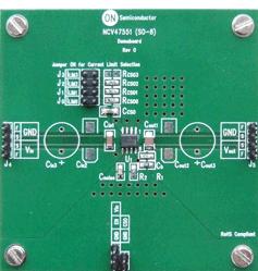 onsemi-NCV47551DAJGEVB Cartes et kits de développement de gestion de la puissance LOW NOISE LDO REGULATOR WITH ADJUSTABLE CURRENT LIMIT AND VOLTAGE EVALUATION BOARD