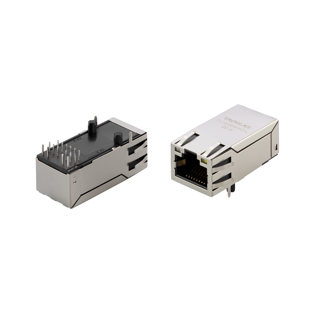 taoglas-TMJK4039-8KAONL Steckverbinder, Telefon und Telekommunikation RJ45 connector with integrated magnetics 1G Base-T Single Port Tab-UP with right angle THT mount and LED