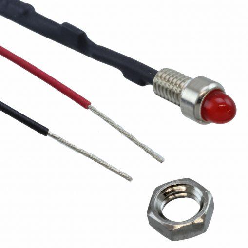 Visual Communications-L58D-R24-W Panel Mount Indicators Panel Mount Indicator Round 0.194" LED 24V Wire Red Diffused