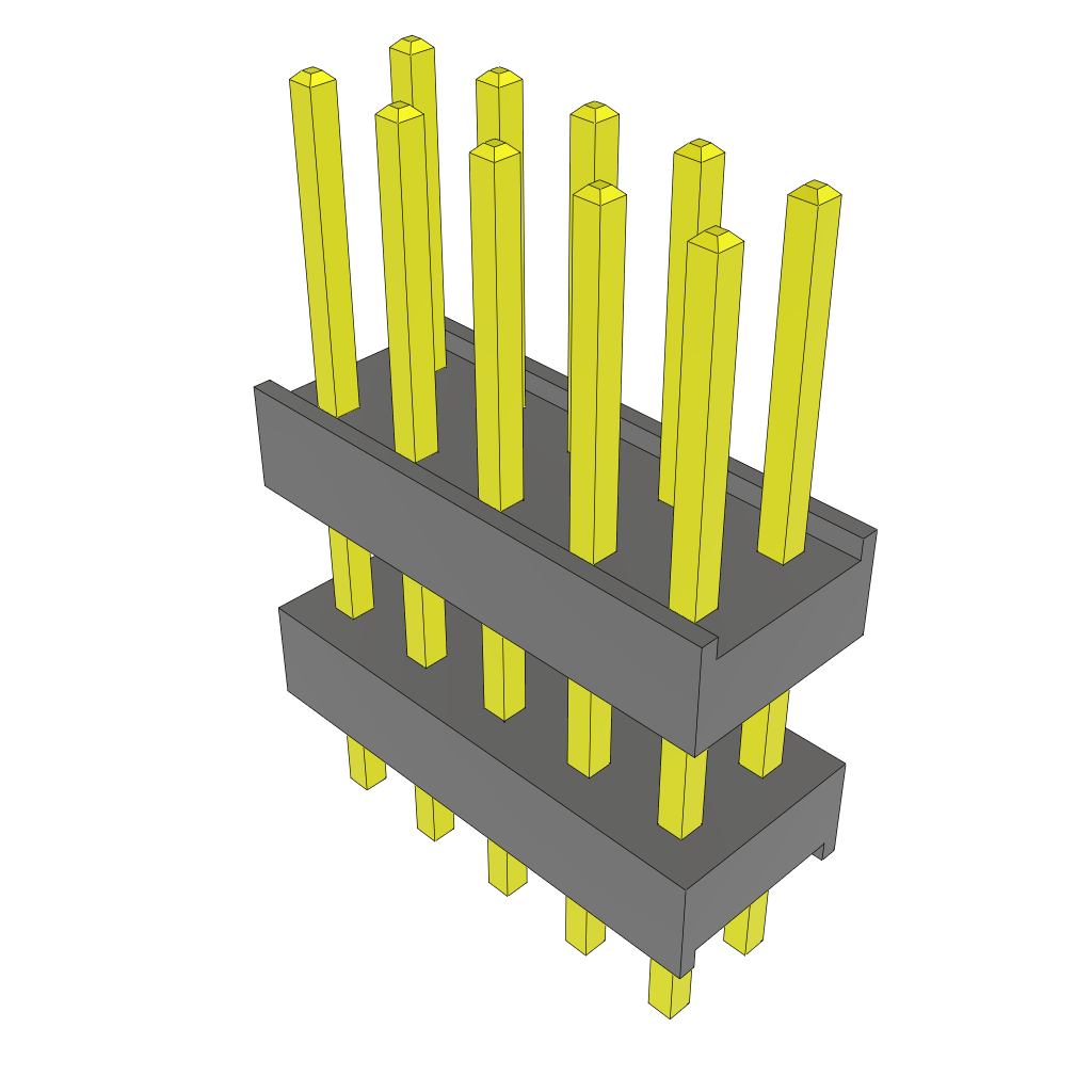 Samtec-ZW-05-09-L-D-335-120 Cabezales del conector y receptáculos PCB Conn Board Stacker HDR 10 POS 2.54mm Solder ST Top Entry Thru-Hole Bulk