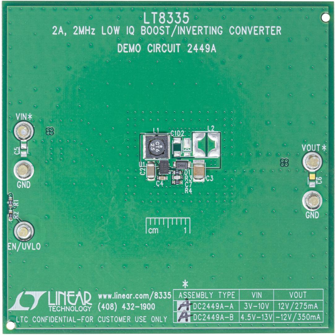 Analog Devices-DC2449A-A Cartes et kits de développement de gestion de la puissance LT8335 Demo Board, Micropower Boost, 3V ≤ VIN ≤ 10V, VOUT = 12V @ 275mA, 2MHz fSWITCH