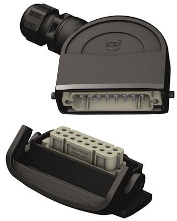 HARTING-19461160546 Schrumpfbalgenadapter Hood 90° 16A Shell Size Glass Filled Nylon/Glass Filled Polyamide Single Lock Han-Eco®