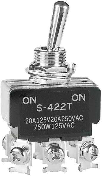 NKK Switches-S422T Kippschalter Switch Toggle ON None ON DPDT Round Lever Screw Lug 20A 250VAC Panel Mount with Threads
