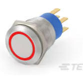 TE Connectivity-4-2213767-6 Switch Push Button Switch Push Button OFF (ON) DPDT Flush Round Button 20VAC 20VDC 0.4VA Momentary Panel Mount Solder Lug