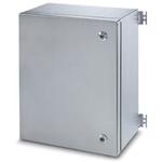 Terminal box, With hinged door and quarter turn locking including mounting plate, no flange plates, Material Stainless steel, 316L/1.4404, Surface brushed, silver, 600 mm x 600 mm x 210 mm