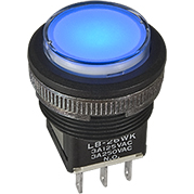 NKK Switches-LB25CKW01-5C-JC Botón pulsador Switch Push Button ON (ON) DPDT Round Button 3A 250VAC 30VDC Momentary Panel Mount Quick Connect/Solder Lug