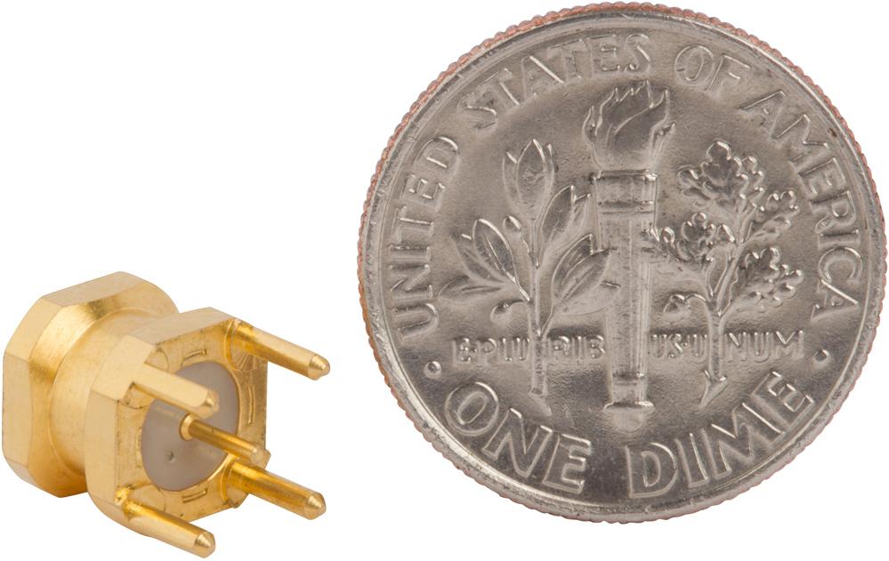 Amphenol RF-PSMP-MSLD-PCT35 RF-Steckverbinder Conn PSMP 0Hz to 10GHz 50Ohm Solder ST Thru-Hole RCP Gold T/R