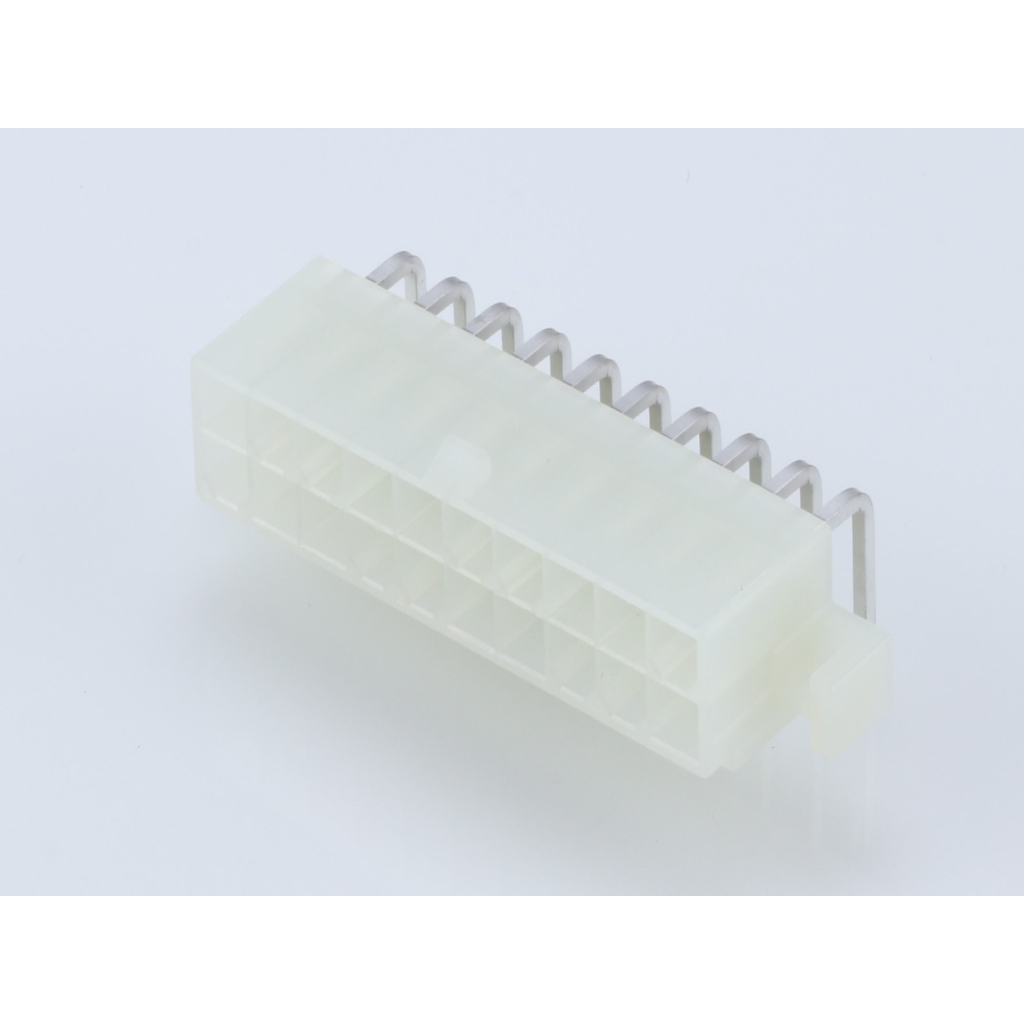 Molex-39291208 Connector Headers and PCB Receptacles Conn Shrouded Header (4 Sides) HDR 20Power POS 4.2mm Solder RA Side Entry Thru-Hole Mini-Fit Jr. Bag