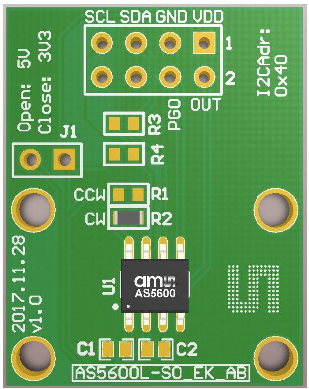 ams OSRAM-AS5600L-SO_EK_AB Sensor Development Boards und Kits AS5600L Magnetic Sensor Adapter Board