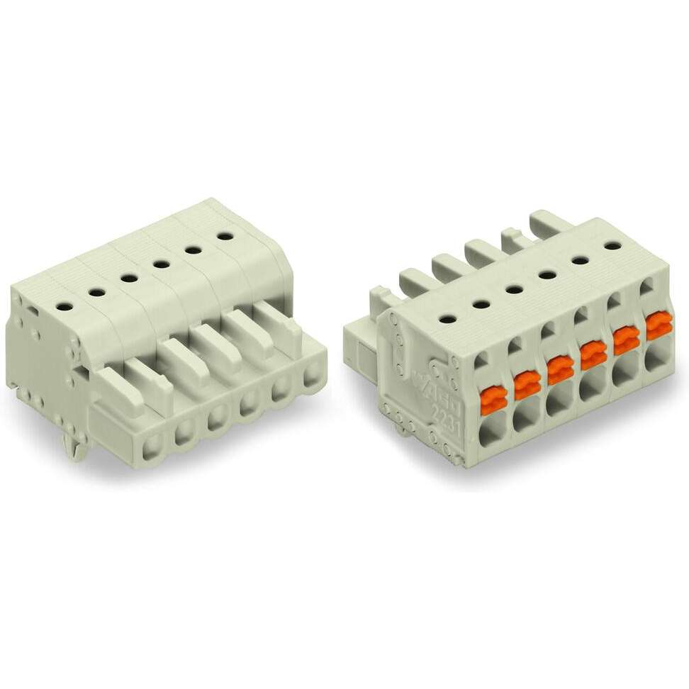 WAGO-2721-110/008-000 Steckverbinder, Klemmenblöcke 1-Conductor Female Plug, 100% protected against mismating, Push-button, Snap-in mounting feet, 2.5 mm2, Pin spacing 5 mm, 10-pole