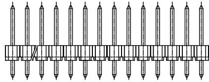 Amphenol Communications Solutions-861400011YO10LF Steckverbinderleisten und Leiterplattenbuchsen Board to Board connector, Unshrouded Header, Through Hole, Single Row, 1 Position, Vertical