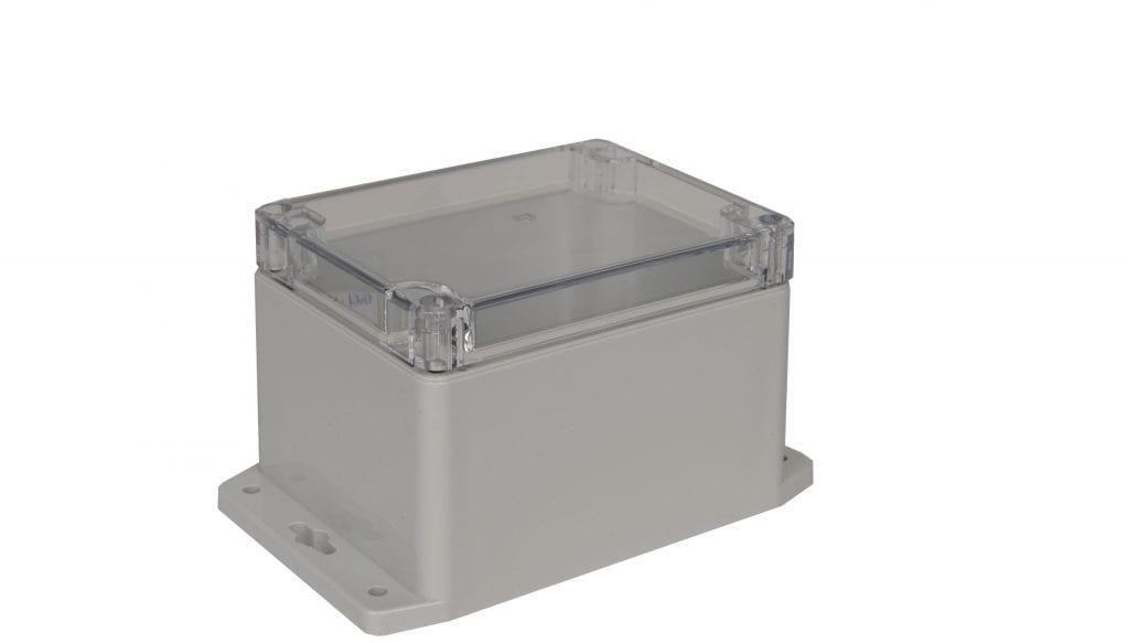 Bud Industries-PN-1328-ACMB IP68 NEMA 6P PC Box with clear cover and mounting brackets 4.53x3.54x3.15
