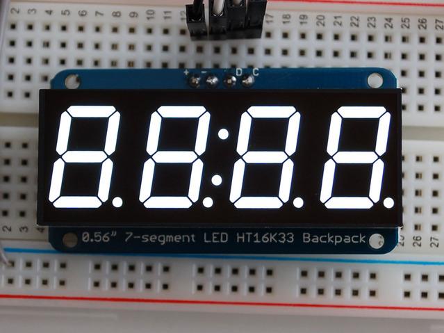 Adafruit Industries-1002 Entwicklungssätze und Werkzeuge 0.56" 4-Digit 7-Segment Display w/I2C Backpack - White