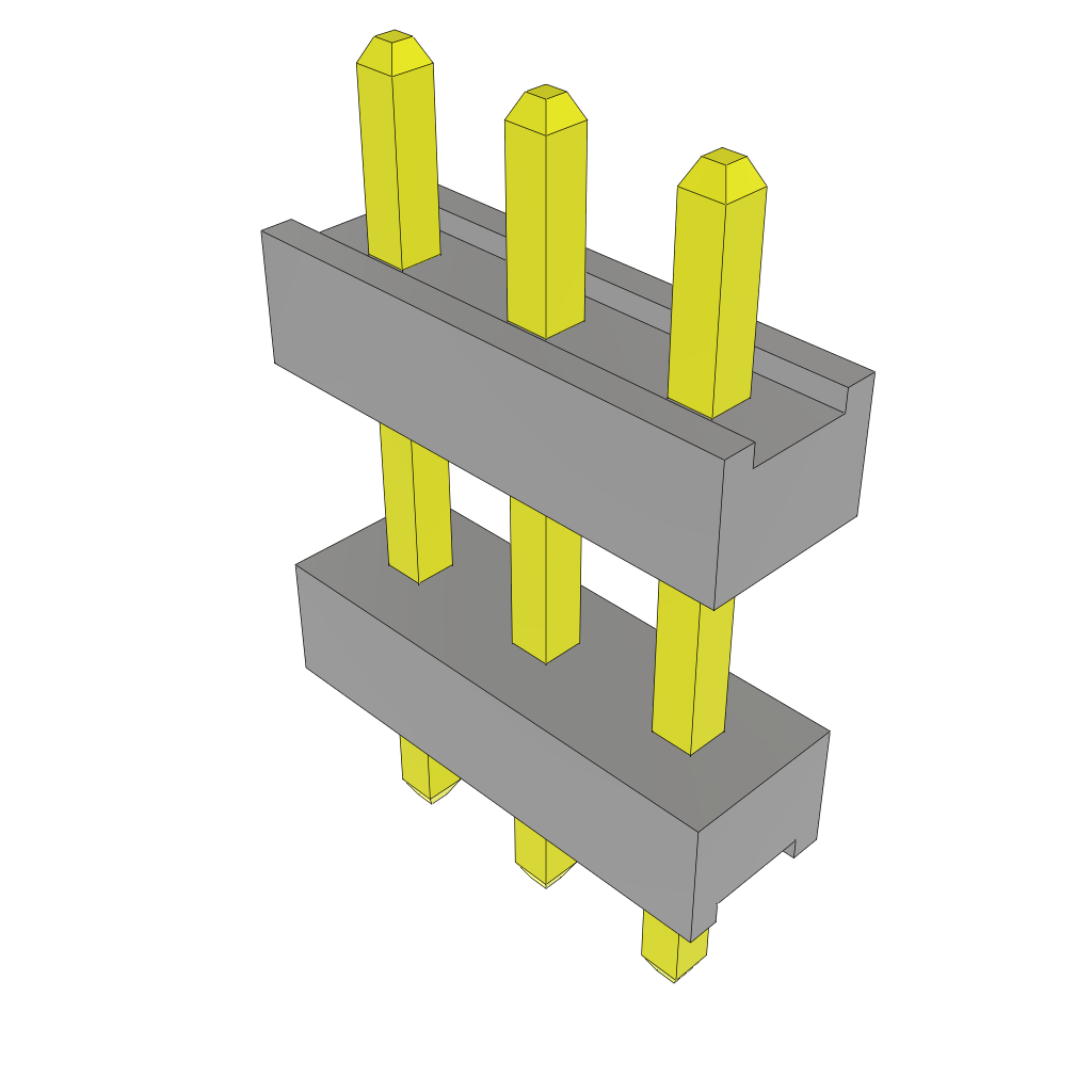 Samtec-TW-03-02-S-S-220-080 Cabezales del conector y receptáculos PCB Conn Board Stacker HDR 3 POS 2mm Solder ST Thru-Hole Bulk