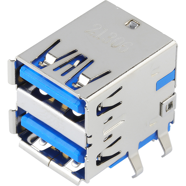 Molex-484060003 Connector USB Conn USB 3.0 Type A RCP 9/9 POS 2mm/2.5mm Solder RA Thru-Hole 18 Terminal 2 Port USB 3.0 Tray