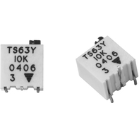 Vishay-TS63Y104KT20 Widerstandstrimmern, Potenziometern und Regelwiderstande Res Cermet Trimmer 100K Ohm 10% 0.25W(1/4W) 14(Elec)/15(Mech)Turns 1.8mm (6.85 X 6.7 X 8mm) Gull Wing SMD Tube