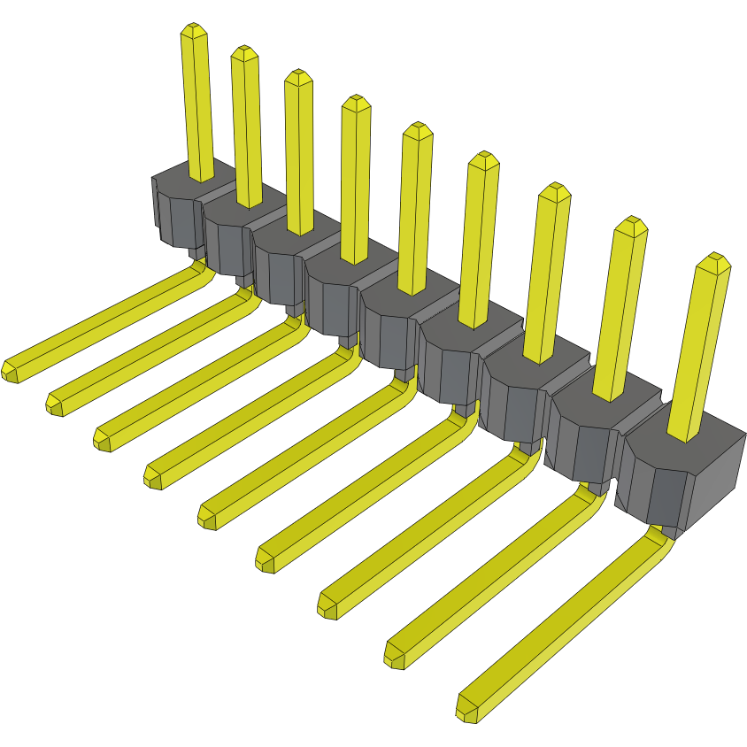 Samtec-TSW-109-09-G-S-RA Piastre connettori e prese PCB Conn Unshrouded Header HDR 9 POS 2.54mm Solder RA Side Entry Thru-Hole Bulk