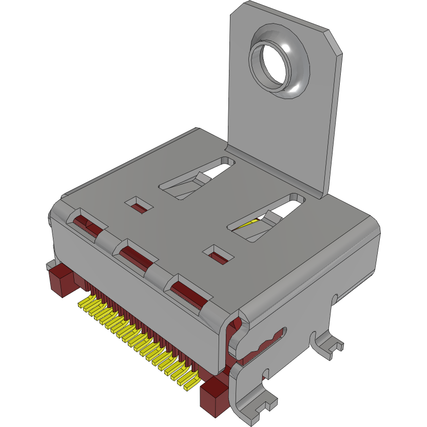 Samtec-HDMR-19-02-F-SM-PF Steckverbinder für Audio und Video Conn HDMI RCP 19 POS 0.5mm Solder RA SMD 19 Terminal 1 Port Tray