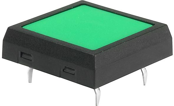 NKK Switches-JF15SP1F Conmutador táctil Switch Tactile OFF (ON) SPST Flush Square Button PC Pins 0.05A 24VDC 500000Cycles 3N Thru-Hole
