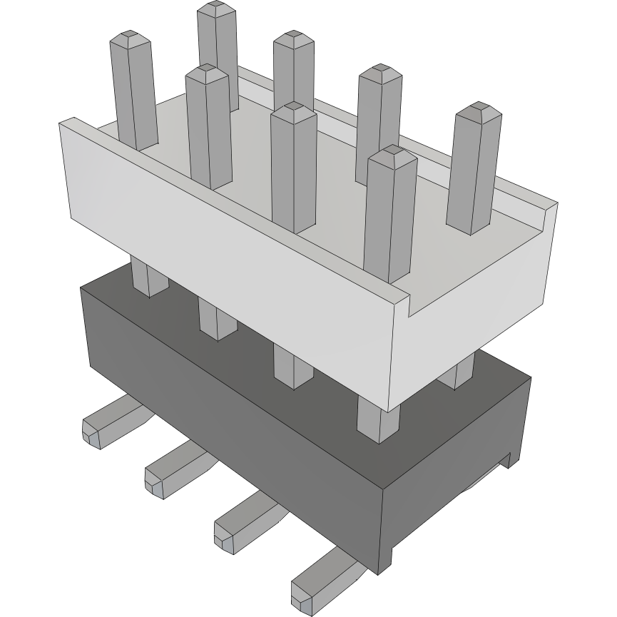 Samtec-HW-04-17-T-D-330-SM-A Cabezales del conector y receptáculos PCB Conn Board Stacker HDR 8 POS 2.54mm Solder ST Top Entry SMD Bulk