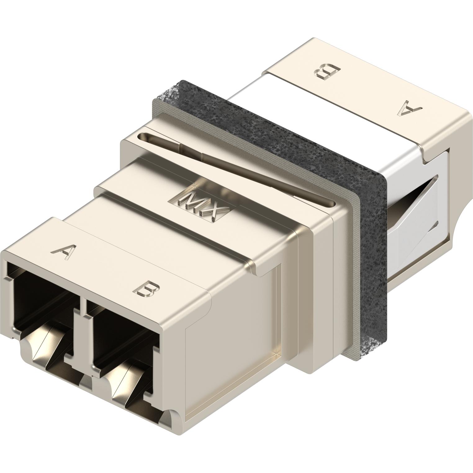 Molex-1061152100 光纤连接器 EMI LC Adapter, Duplex, Metal Body, Ceramic Alignment Sleeve, Snap Mount Style