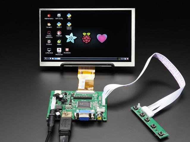 Adafruit Industries-HDMI 4 Pi (7"" Display) | 2299 TFT-Module 7in TFT WSVGA 1024x600Pixels