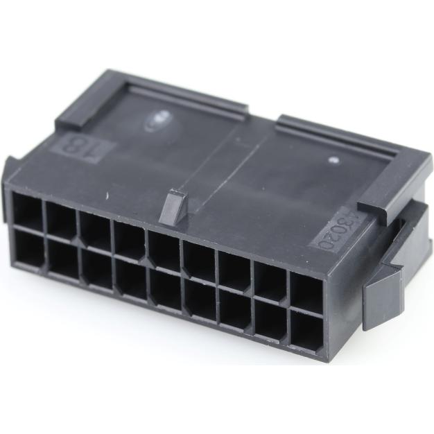 Molex-43020-1800 Connector Discrete Wire Housing Conn Housing PL 18 POS 3mm Crimp ST Panel Mount Black Micro-Fit 3.0™ Bag