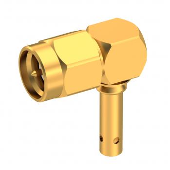 Radiall-R125172000 Raccordement FR Conn SMA 0Hz to 12.4GHz 50Ohm Crimp RA Cable Mount M Gold Over Nickel