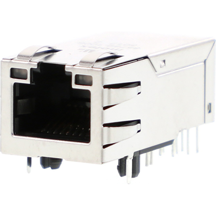 Molex-0857891006 电话及电信连接器 Conn RJ-45 F 16 POS 1.02mm Solder RA Thru-Hole 20 Terminal 1 Port Magnetic Jack, MXMag, RJ45 Cat 5e Tray