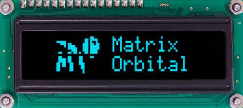 Matrix Orbital-OK162-12-USB-OB OLED Display Modules OLED Module 16Char x 2Line 128x32Pixels Blue OLED Display Character Display Serial/I2C Interface 5V