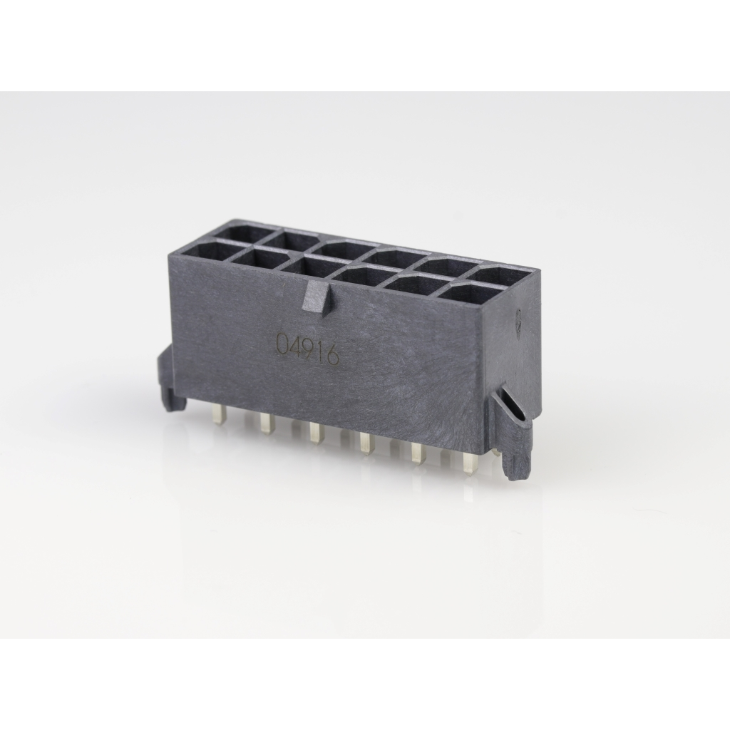 Molex-768290012 Steckverbinder Conn Power M 12 POS 5.7mm Solder ST Thru-Hole 12 Terminal 1 Port Mega-Fit™ Tray
