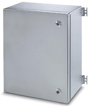 PHOENIX CONTACT-0899105 Kästen, Gehäuse und Gestelle Terminal box, With hinged door and quarter turn locking including mounting plate, no flange plates, Material Stainless steel, 316L/1.4404, Surface brushed, silver, 600 mm x 600 mm x 210 mm