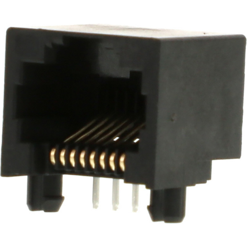 Molex-438600001 Connector Telephone and Telecom Conn RJ-45 F 8 POS 1.02mm Solder RA Thru-Hole 8 Terminal 1 Port Cat 3 Tube