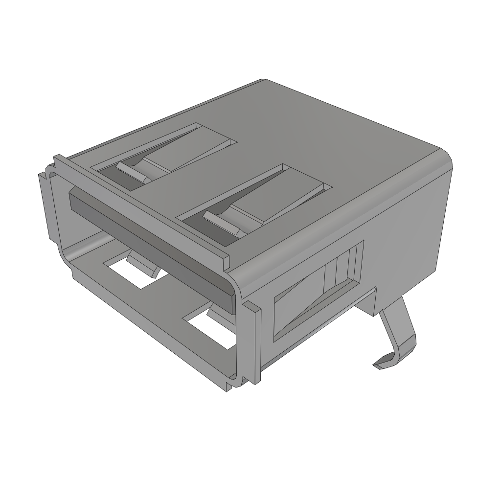 Samtec-USB-A-S-F-B-TH-R Connector USB Conn USB 2.0 Type A RCP 4 POS 2.5mm/2mm Solder RA Thru-Hole 4 Terminal 1 Port Tray
