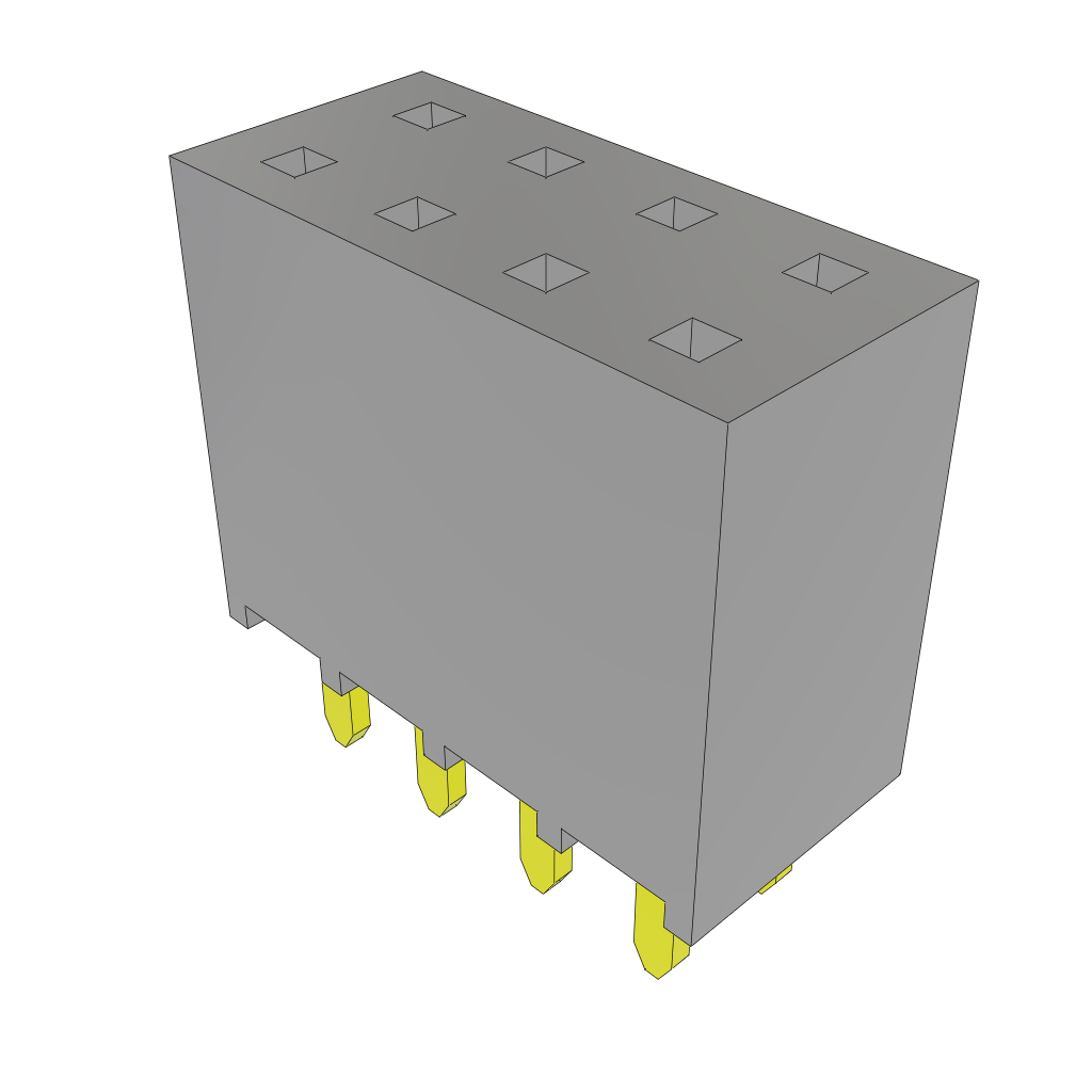Samtec-SSW-104-21-S-D Steckverbinderleisten und Leiterplattenbuchsen Conn Socket Strip SKT 8 POS 2.54mm Solder ST Top Entry Thru-Hole Bulk