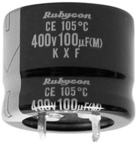 Rubycon-350KXF180MEFCSN35X20 Condensateurs en aluminium Cap Aluminum Lytic 180uF 350V 20% (35 X 20mm) Snap-In 10mm 0.85A 3000h 105°C Bulk