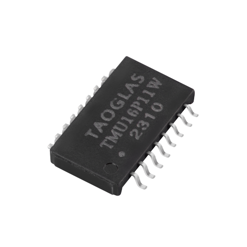 taoglas-TMU16P11W Transformateur télécom Telecom Transformer 1CT:1CT 1.2Ohm Prim. DCR 1.2Ohm Sec. DCR 16 Terminal Gull Wing SMD