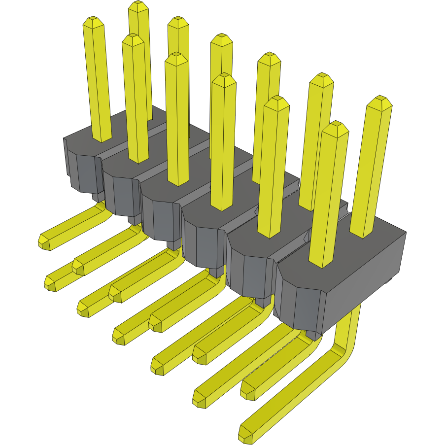 Samtec-TSW-106-08-L-D-RA Steckverbinderleisten und Leiterplattenbuchsen Conn Unshrouded Header HDR 12 POS 2.54mm Solder RA Side Entry Thru-Hole Bulk
