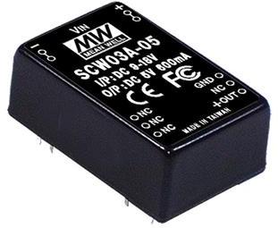 MEAN WELL-SCW03A-05 DC to DC Converter and Switching Regulator Module Module DC-DC 1-OUT 5V 0.6A 3W 8-Pin