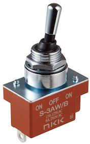 NKK Switches-S3AWB Basculeur de commutateur Switch Toggle ON OFF ON SPDT Round Lever Solder Lug 20A 250VAC 30VDC Panel Mount with Threads