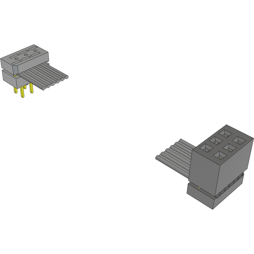 Samtec-IDMD-03-T-02.00-C-R Flachband Kabelbaugruppen Cable Assembly 0.05m 28AWG 1.27mm 6 to 6 POS IDC Connector to IDC Connector F-M Clamshell