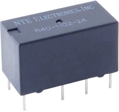 NTE Electronics-R40-11D2-12 Relevadores Otros Electromechanical Relay 12VDC 960Ohm 2A DPDT(20x10.11x11)mm THT Single Contact PC Mountable Relay